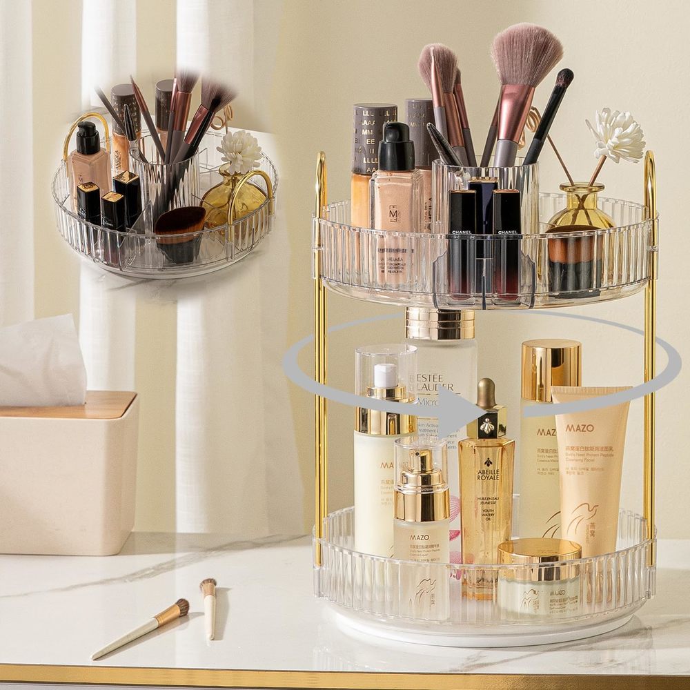 Rotating Makeup Organizer For Vanity, High-capacity Skincare Clear Make Up🥺